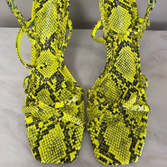 Gianni Bini Yellow Neon Snake Print Sandals - Picture 4 of 10